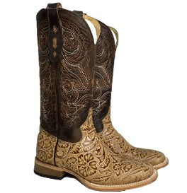 Cowtown Mens Leather Tooled Boots Q6152