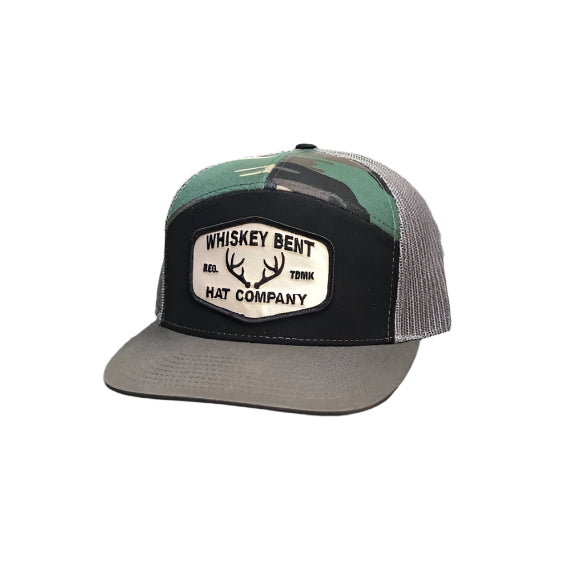 Whiskey Bent Hat Co. "The Rut" 7-Panel - Black/Camo - RUT-7P