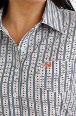 Cinch Ladies Arena Flex Stripe Button Up Shirt MSW9163021