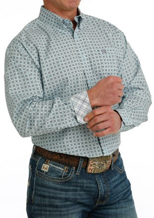 Cinch Men's Blue Reversible Cuff Long Sleeve Button Up Shirt-MTW1105734