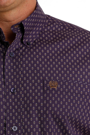 Cinch Mens Purple Print Short Sleeve Shirt-MTW1111452