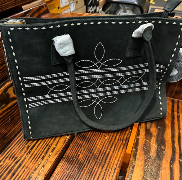 American Darling Large Suede Tote Black in color with Concealed Carry area ADBG1553B