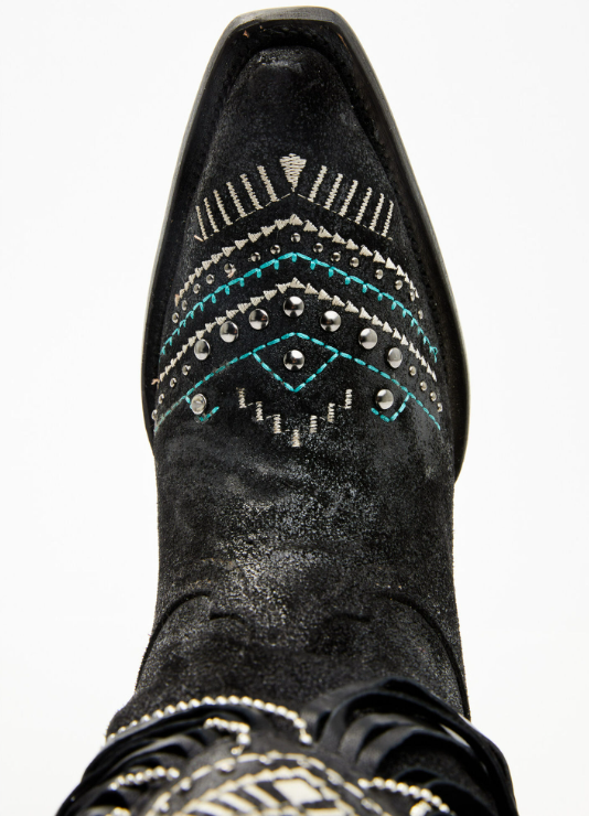 Corral Ladies Black Embroidery & Crystals Eagle & Lamb Fringe Boots C4087