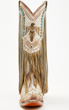 Corral Ladies Beige Embroidery & Crystals Eagle & Lamb Fringe- C4088