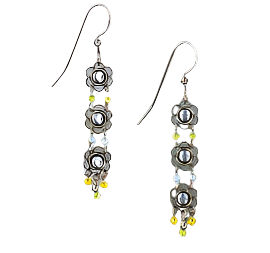 Silver Forest Earring Triple Flowers - NE-0202