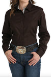 Cinch Ladies Brown Geo Print Button Long Sleeve Western Shirt MSW9165056