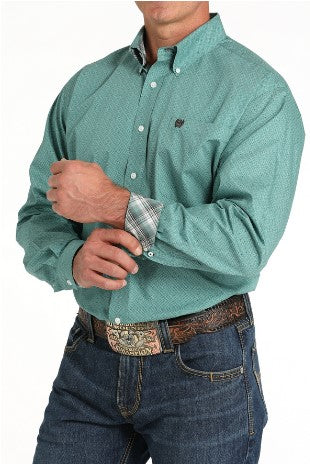 Cinch Men's Green Print Button Up-MTW1105830