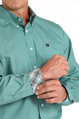 Cinch Men's Green Print Button Up-MTW1105830