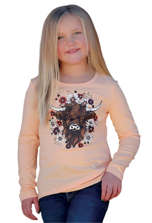 Cruel Girl Denim Girls Highland Cow Long Sleeve Shirt-CTK8870002