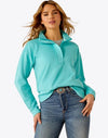 Ariat Ladies Breeze Logo 1/2 Zip Sweatshirt - Blue Turquoise - 10054497