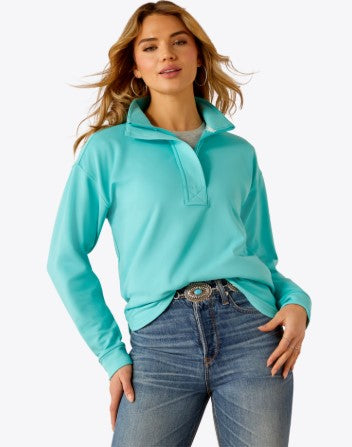 Ariat Ladies Breeze Logo 1/2 Zip Sweatshirt - Blue Turquoise - 10054497