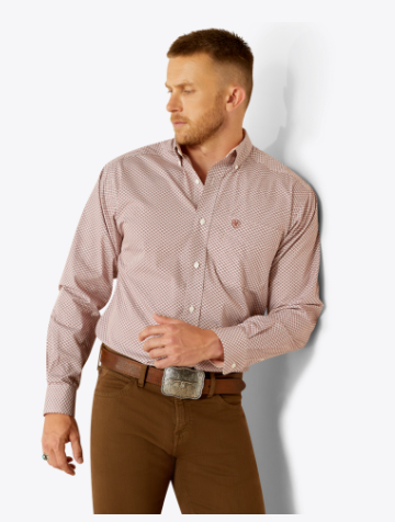 Ariat Mens Wrinkle Free Brick Avery Classic Fit Shirt-10054689