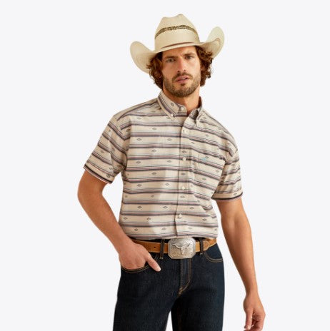 Ariat Men's Gary Short Sleeve Shirt - Cream - 10054682