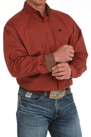 Cinch Men's Red Diamond Print Shirt-MTW1105870