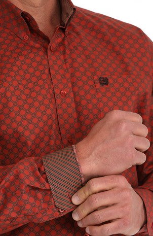 Cinch Men's Red Diamond Print Shirt-MTW1105870