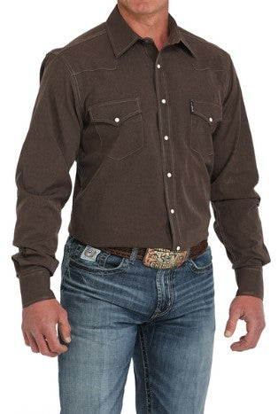Cinch Men's Brown Outline Snap Shirt-MTW1303083