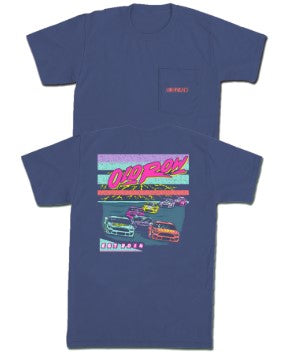 Old Row Neon Racing Pocket Tee - China Blue - WROW3557