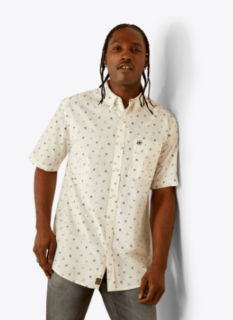 Ariat Mens Off White Colter Classic Fit Shirt-10054818
