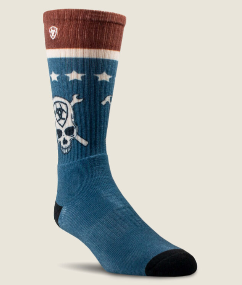 Ariat Faded Patriot Graphic Crew Work Sock - Two Pack - AR3957-981
