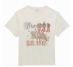 Ladies Wrangler Girlfriend Tee Vintage West - Bright White - 112361887