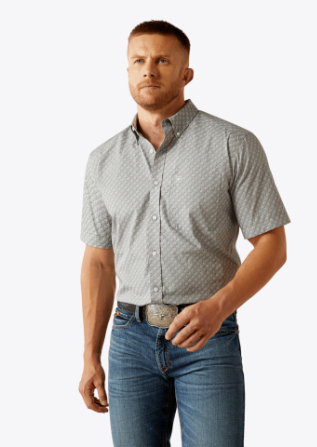 Ariat Mens Grey Wrinkle Free Obert Classic Fit Shirt-10054809