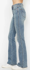 Judy Blue Ladies Tummy Control Back Pocket Embroidered Boot Cut Jean - Mid-Wash - 88783REG