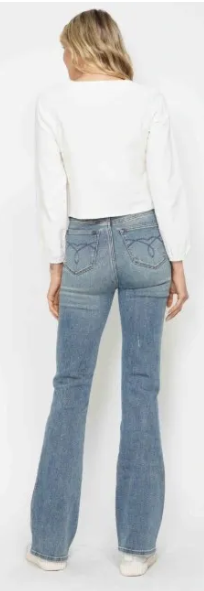 Judy Blue Ladies Tummy Control Back Pocket Embroidered Boot Cut Jean - Mid-Wash - 88783REG
