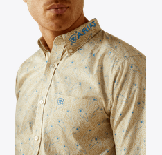 Ariat Men's Khaki Blue Team Alder Fitted Shirt-10058978