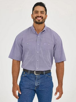 Wrangler Mens George Strait Short Sleeve Amethyst Round Button Down Shirt-112365415