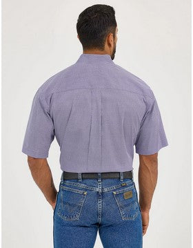 Wrangler Mens George Strait Short Sleeve Amethyst Round Button Down Shirt-112365415