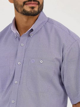 Wrangler Mens George Strait Short Sleeve Amethyst Round Button Down Shirt-112365415