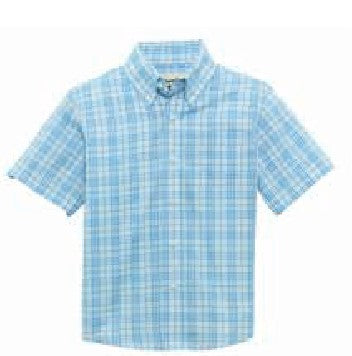 Wrangler Kids Blue Plaid Short Sleeve Shirt-112365826