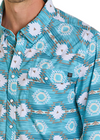 Rock & Roll Denim Men's Aztec Print Western Shirt - Turquoise Aztec - BMN2S06433