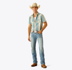 Ariat Men's Short Sleeve "Hilton" Retro Fit Shirt - Off White - 10058712