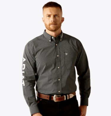Ariat Mens Black and White Team Fowler Classic Fit Shirt-10058960