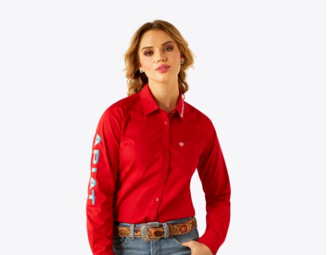 Ariat Women's Team Kirby Stretch Shirt - Equestrian Red - 10058797