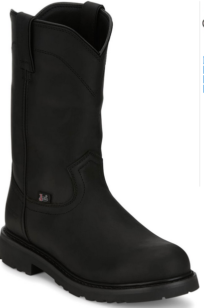 Mens Justin Dorsal Onyx Cowhide Round Toe Boot - SE4637