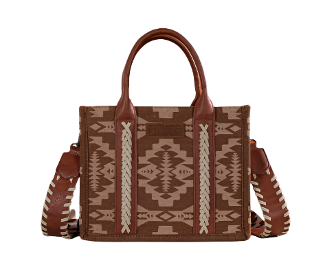 Wrangler Southwestern Print Small Canvas Tote/Crossbody - Brown - WG2212-8120