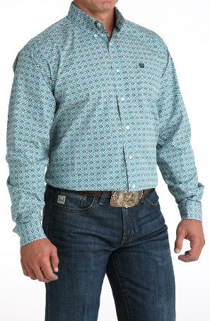 Cinch Mens Blue Diamond Button Down Shirt-MTW1105955