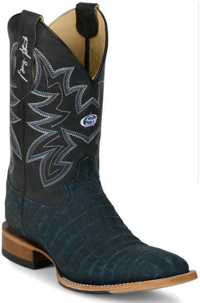 Justin Mens Navy Caimen Exotic Boots-GR5712