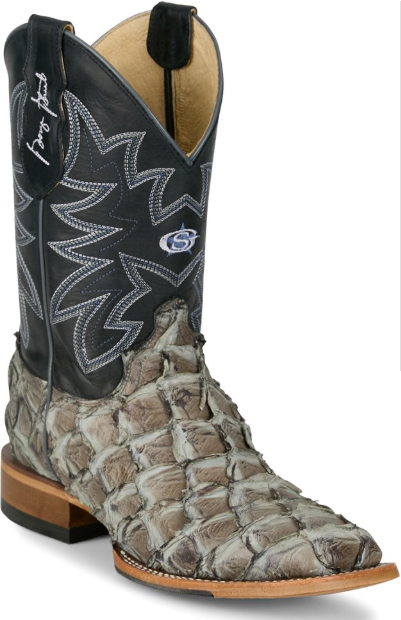 Justin Mens Ocean View Slate Grey Pirarucu Boots-GR5715