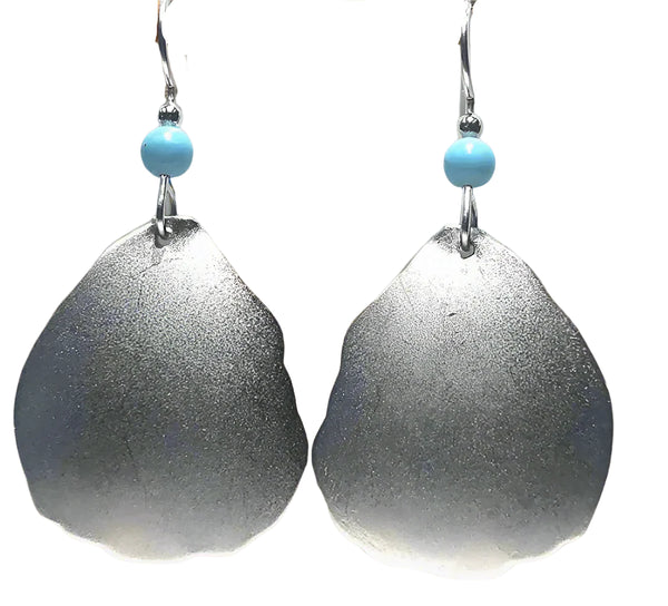 Silver Forest Silver Teardrop with Blue Bead Earrings - NE-2262