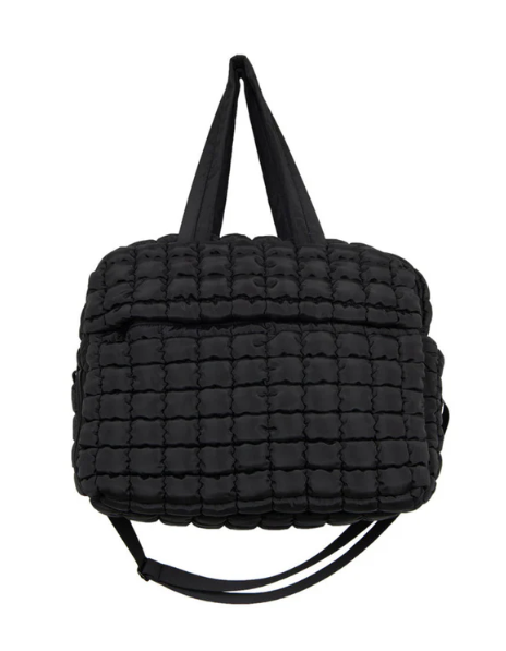 Katydid Black Rectangular Quilted Puffer Tote Bag- KDC-TB-34_BLK