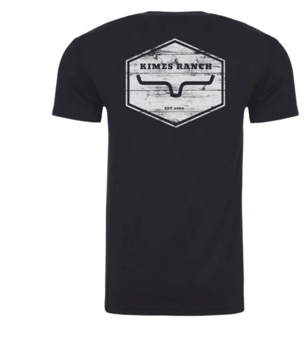 Kimes Ranch Men's Wooden Hex Black Tee Shirt