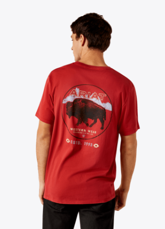 Ariat Mens Red Patriot Buffalo Coin TShirt-10062419