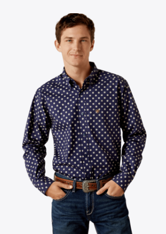 Ariat Mens Dark Blue Sammy Fitted Shirt-10062246