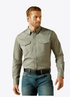 Ariat Mens Grey Solid Twill Fitted Shirt-10062247