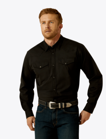 Ariat Mens Black Wrinkle Free Refined Slub Classic Fit Shirt-10062469
