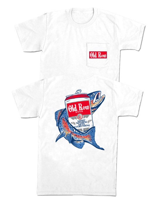 Old Row Outdoors Fishing Beer Can Pocket Tee - White - WROW-3092