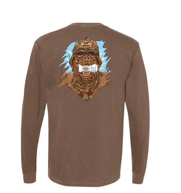 Old Row Retro Camo Long Sleeve Tee - Expresso - WROW3833